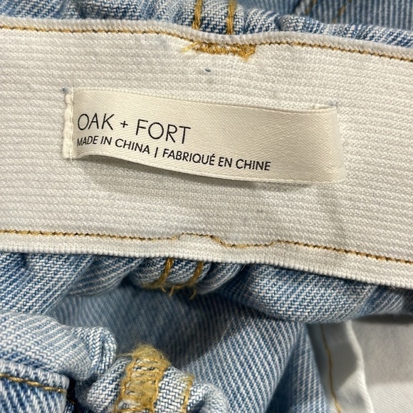 Oak + Fort Elastic Paperbag Raw Hem Straight Leg High Rise Jeans - Picture 4 of 14